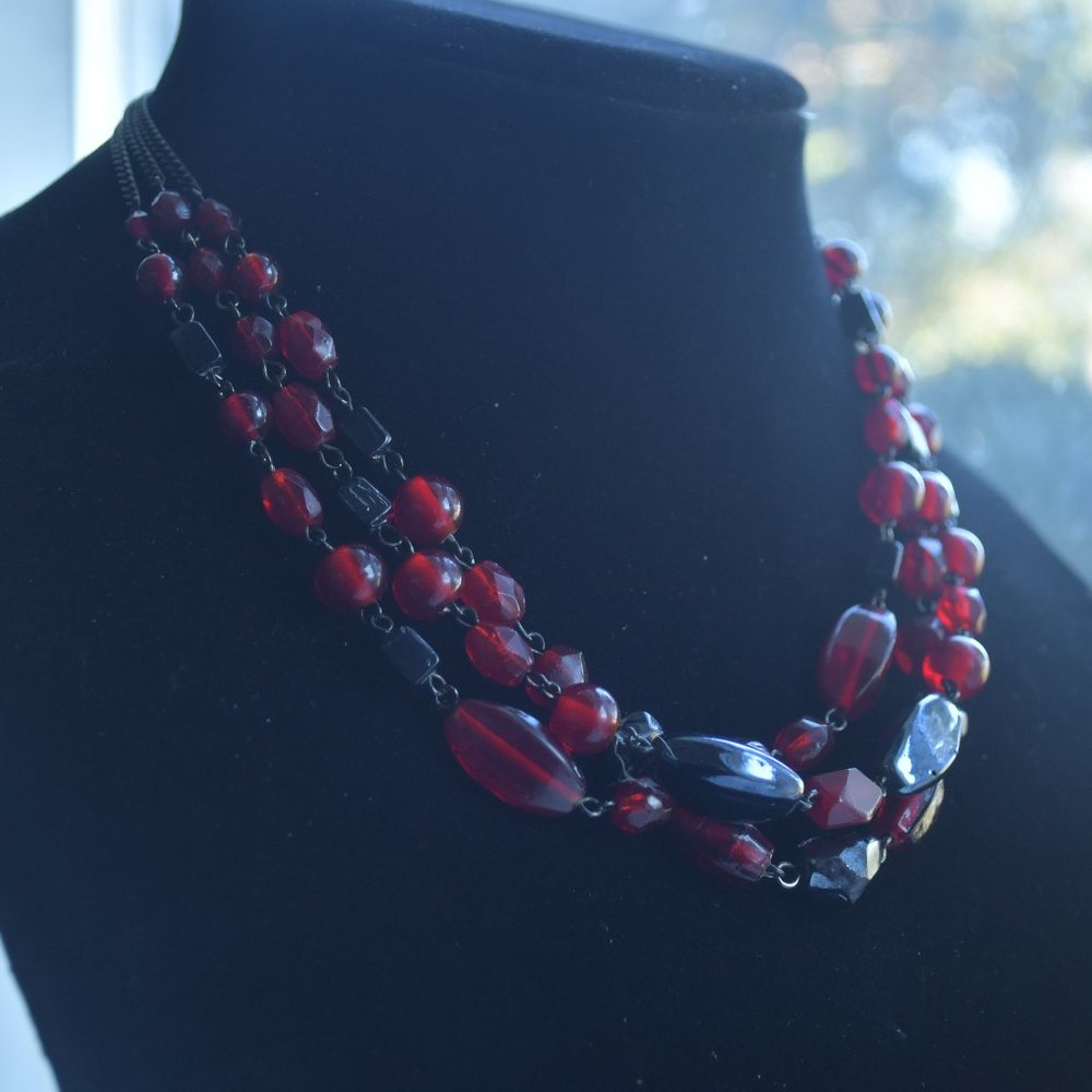 Crimson Beaded Necklaces